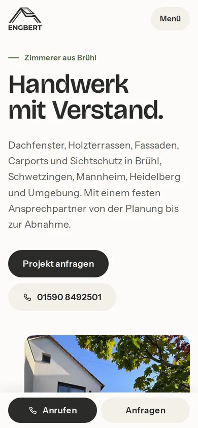 Startseite von Engbert Montage & Holzarbeiten auf dem Handy